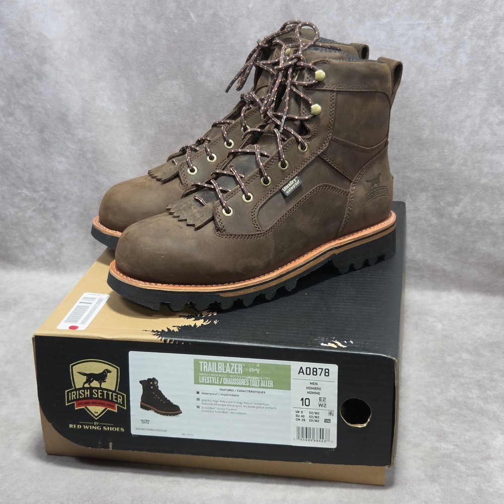Irish Setter Trailblazer A0878 Brown Leather Waterproof Boots Mens 10 E2 Wide